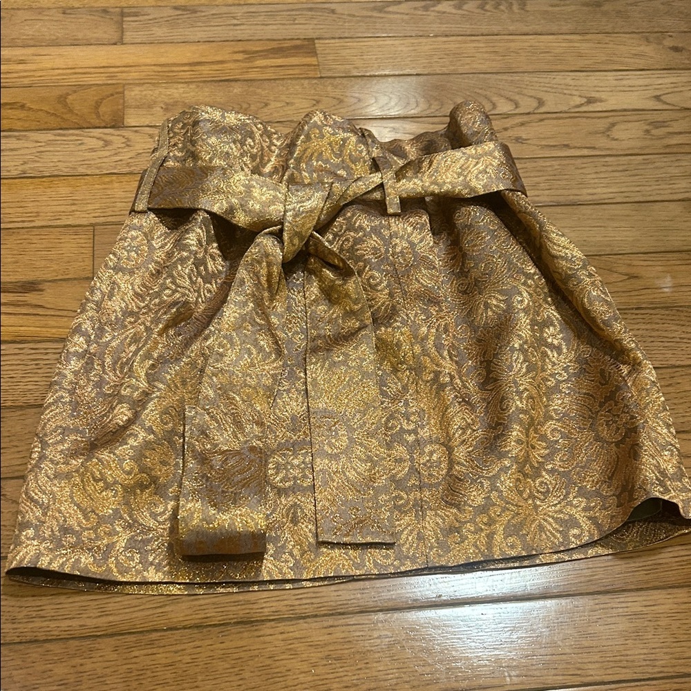 BCBGMaxAzria Gold Brocade Mini Skirt